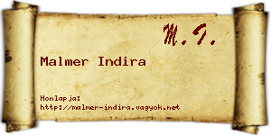 Malmer Indira névjegykártya